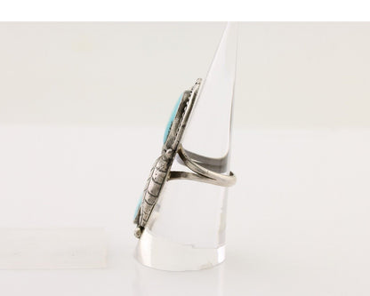 Navajo Handmade Ring 925 Silver Natural Tuquoise Native American Artist C.80's