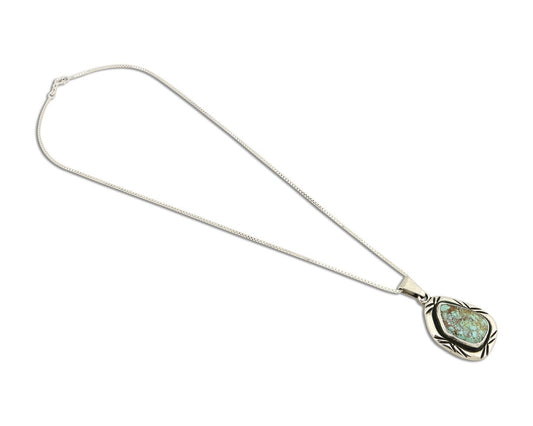 Navajo Necklace 925 Silver Spiderweb Turquoise Signed C Montoya C.80's