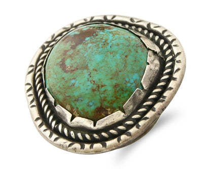 Navajo Ring 925 Sterling Natural Mined Turquoise Signed BM C.80's Size 7