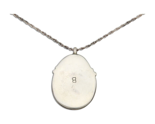 Navajo Necklace 925 Silver Natural Turquoise Artist Signed Elaine Becenti C.80's