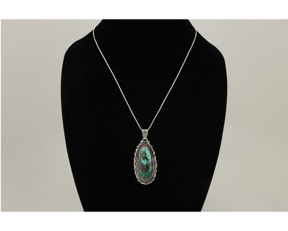 Navajo Necklace 925 Silver Natural Blue Turquoise Artist Signed M Montoya C.80's