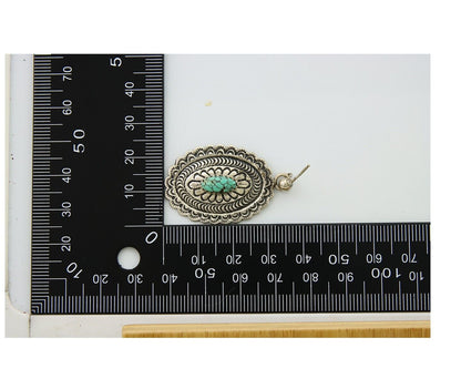 Navajo Bracelet 925 Silver Concho Hand Stamped Turquoise Native Artist C.80's