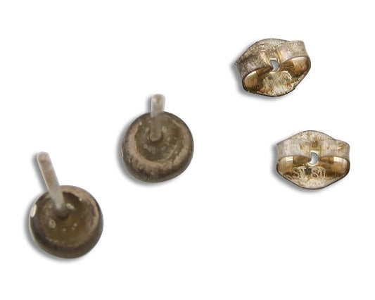 Navajo Earrings 925 Silver Inlaid Natural Onyx & Turquoise Native American C.80s