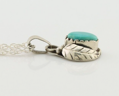Navajo Pendant 925 Silver Natural Blue Turquoise Artist Native American C.80's