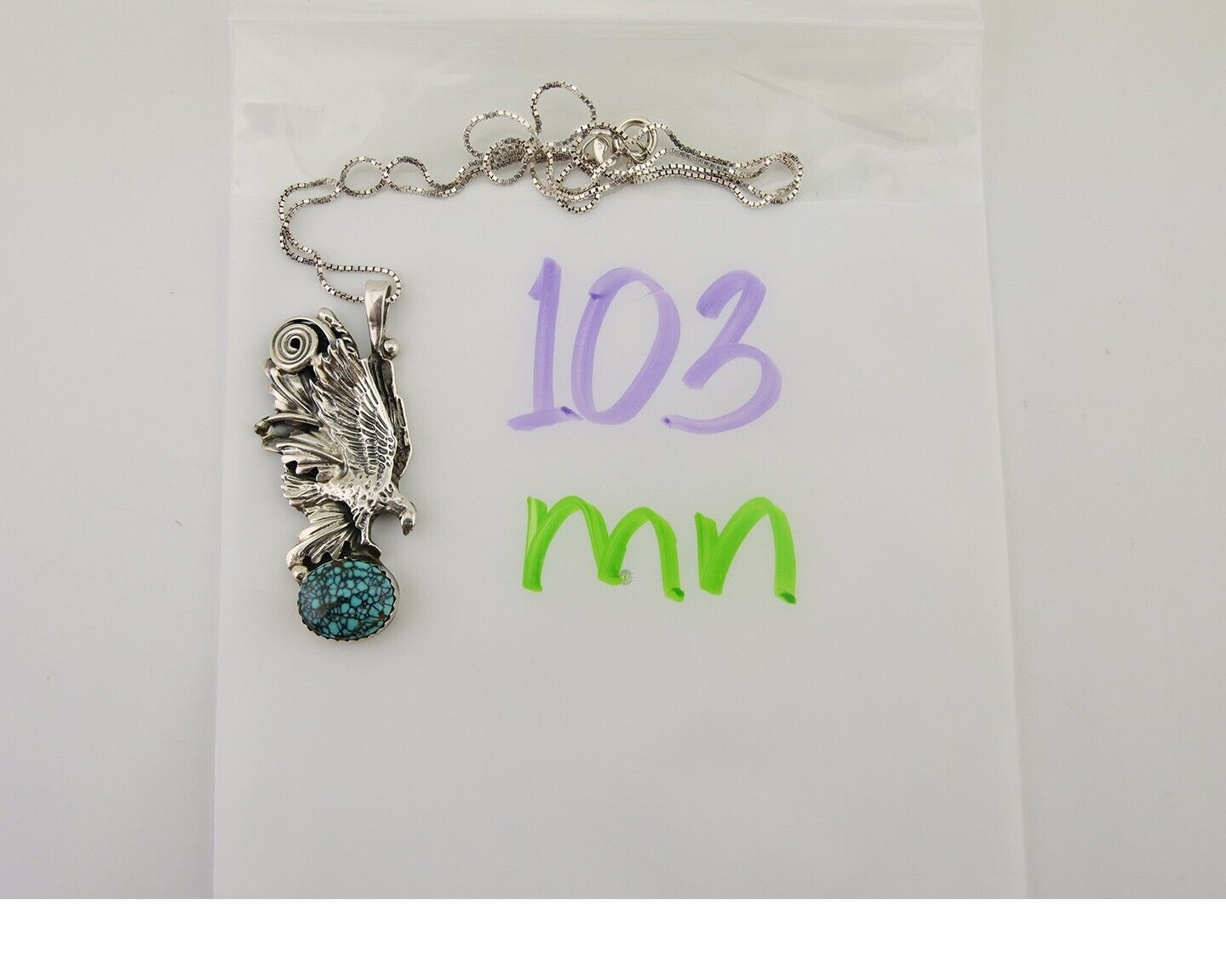 Navajo Necklace 925 Silver Natural Turquoise Artist Signed Wiehe C.80's