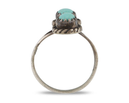 Navajo Ring 925 Silver Sleeping Beauty Turquoise Native American Artist C.80's
