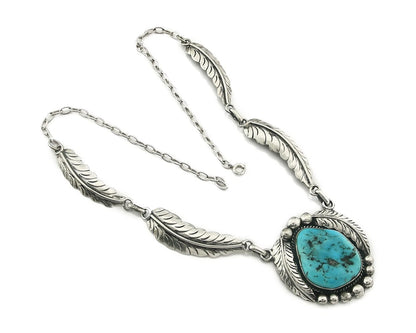 Navajo Necklace Natural Green Turquoise Vintage Signed M Montoya C.80's