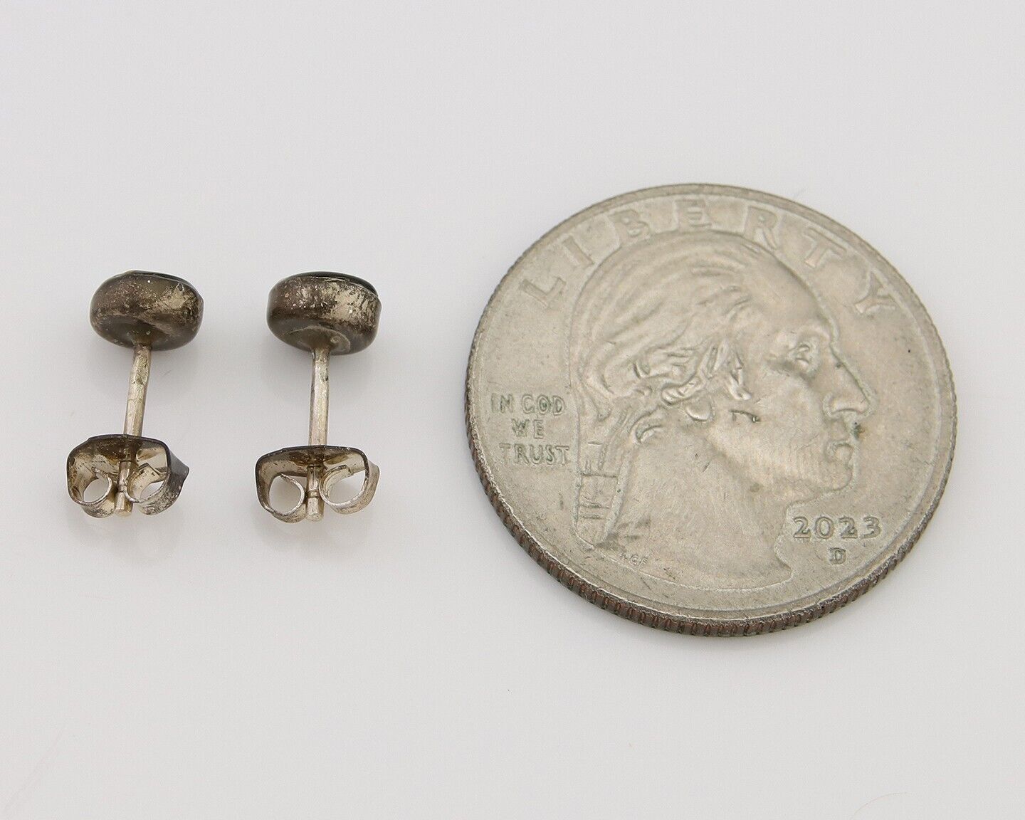 Navajo Earrings 925 Silver Inlaid Natural Onyx & Turquoise Native American C.80s