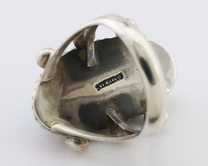 Navajo Ring 925 Silver Natural Kingman Turquoise Native American Artist C.80's