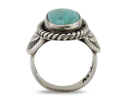 Navajo Ring 925 Silver Natural Turquoise Signed M Montoya Size 8.25 C.80's