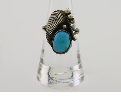 Navajo Handmade Ring 925 Silver Turquoise Signed BP C.80's