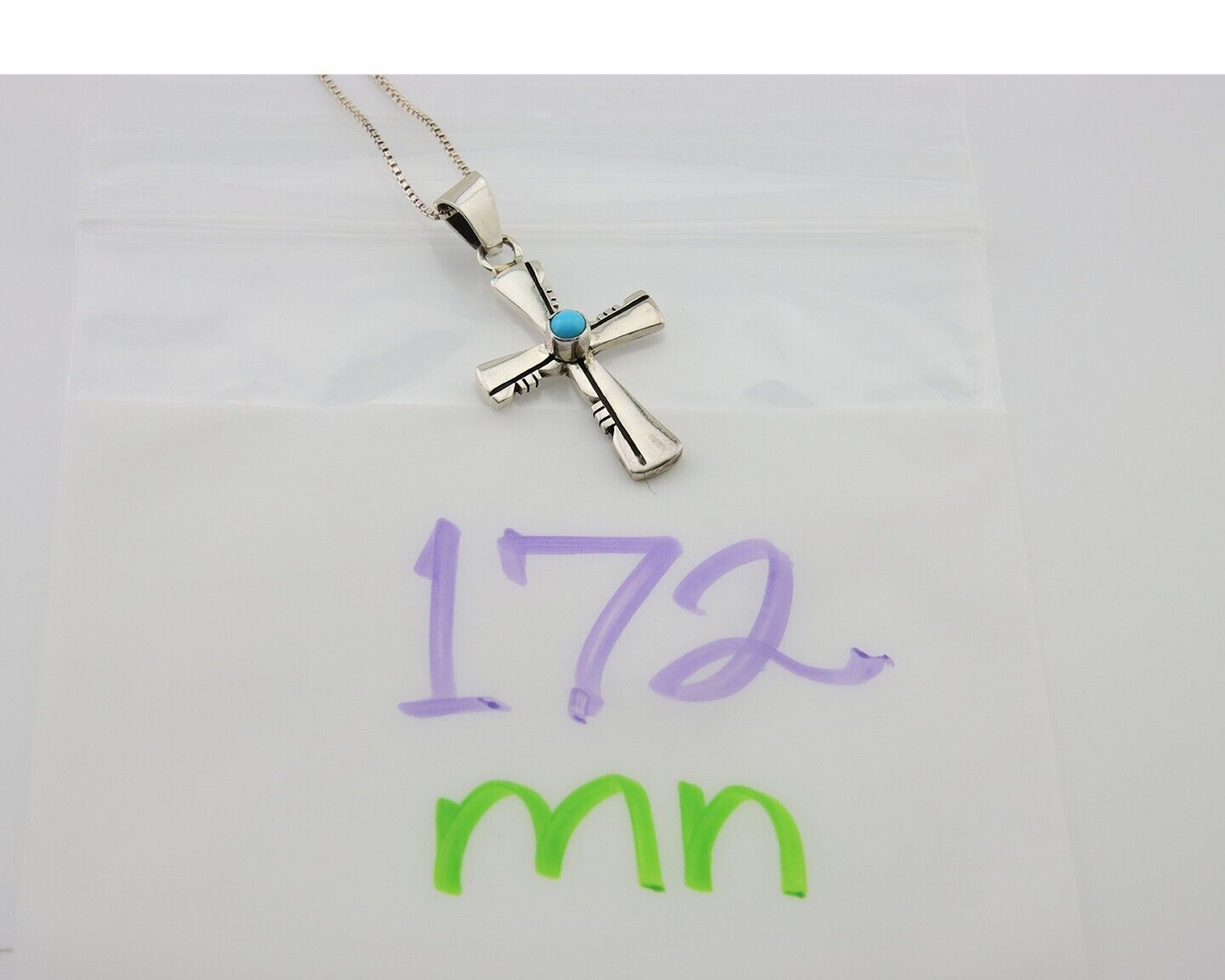 Navajo Necklace 925 Silver Natural Turquoise Native Artist Signed C.80's