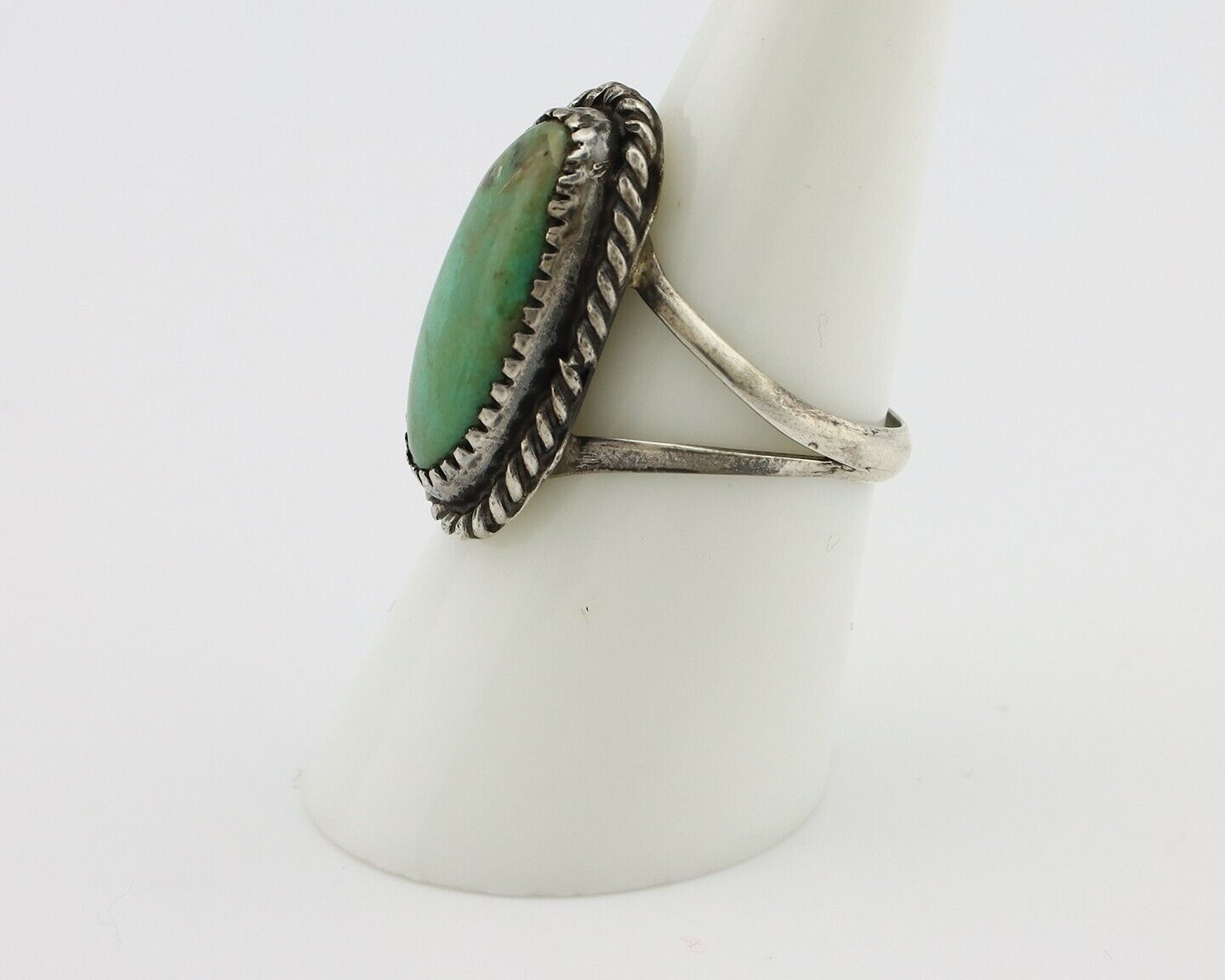 Navajo Ring 925 Silver Kingman Turquoise Native American Artist C.80's