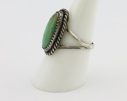 Navajo Ring 925 Silver Kingman Turquoise Native American Artist C.80's