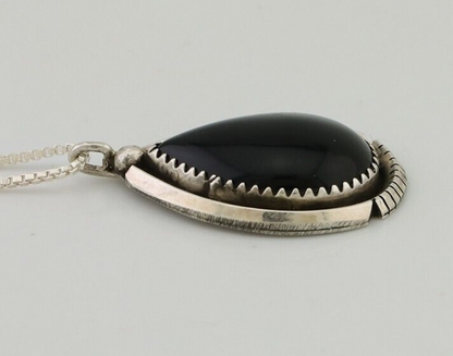 Navajo Necklace 925 Silver Black Onyx Artist Signed BB C.80's