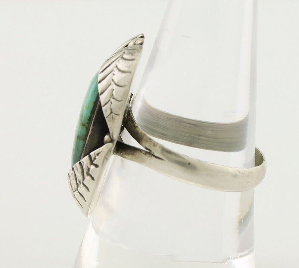 Navajo Ring 925 Silver Natural Turquoise Native American Artist C.80's