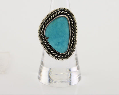 Navajo Ring 925 Silver Blue Turquoise Native American Artist C.80's