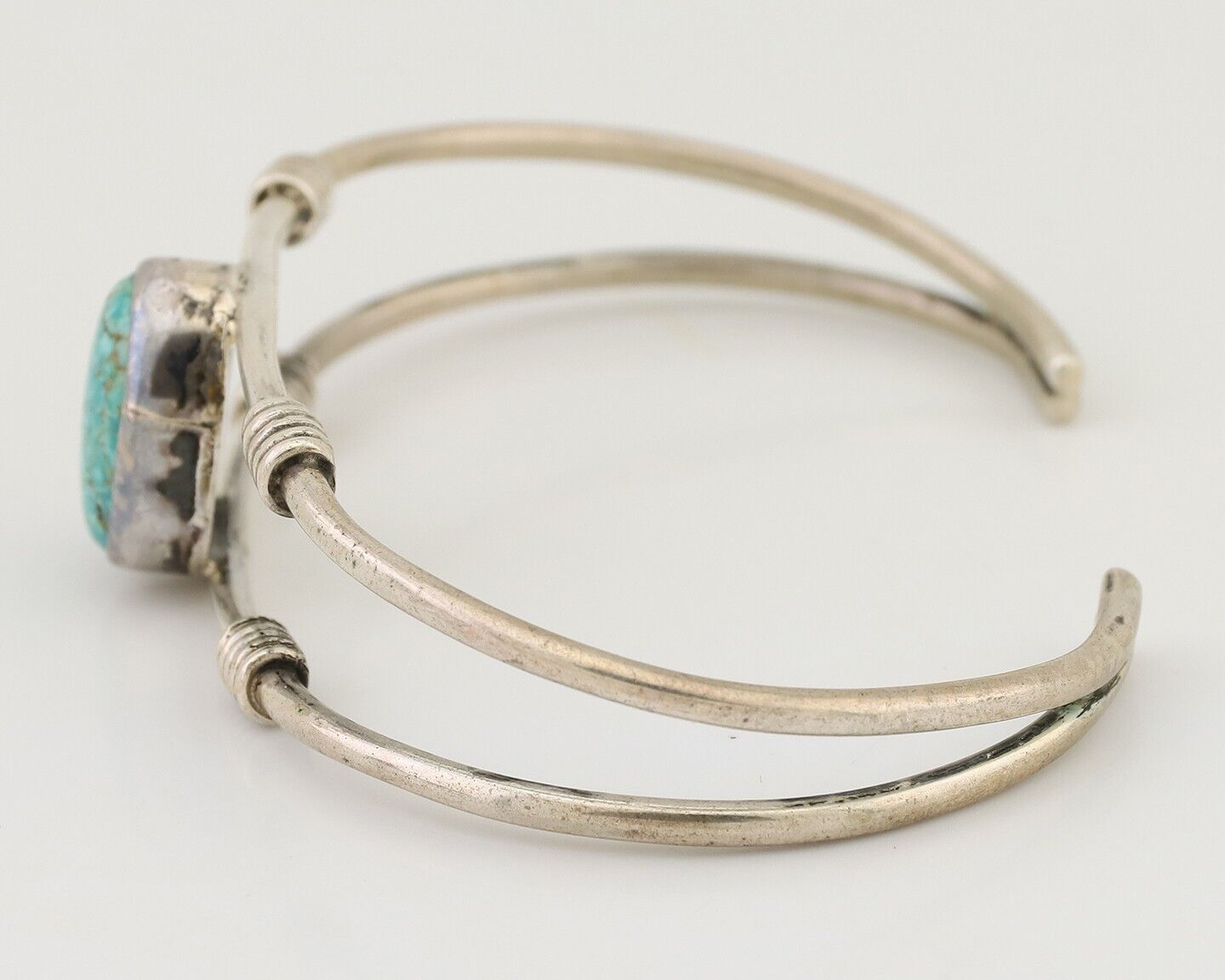 Navajo Cuff Bracelet 925 Silver Natural Blue Turquoise Native American C.80's
