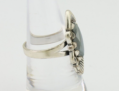 Navajo Hematite Ring 925 Silver Artist Signed Hanging Arrow Size 7.5 C.80's