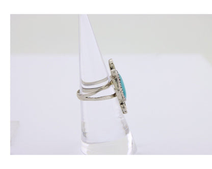 Navajo Handmade Ring 925 Silver Natural Mined Turquoise Artist C.80's