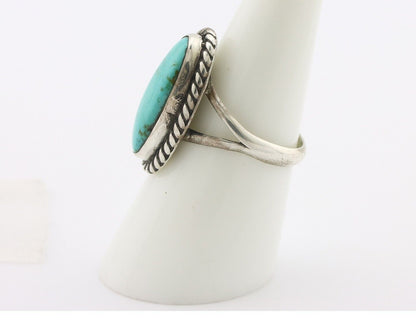 Navajo Ring 925 Silver Natural Kingman Turquoise Signed M Montoya C.80's