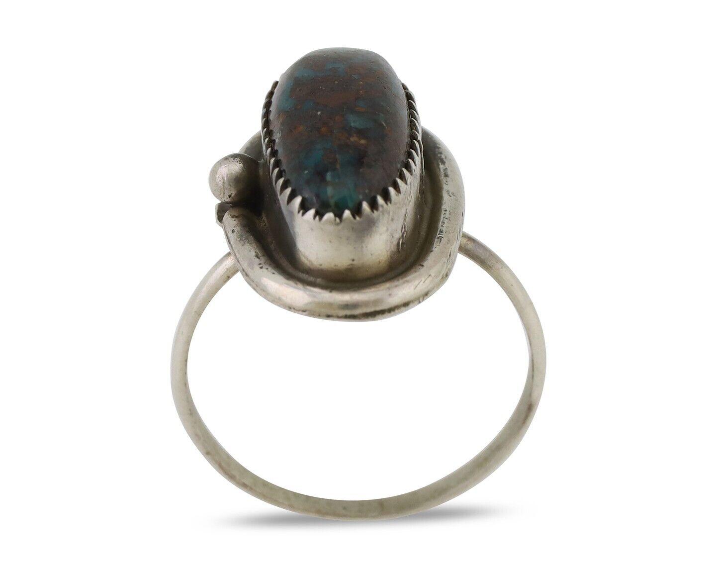 Navajo Ring 925 Silver Natural Turquoise Signed Henrietta Yesele C.80's
