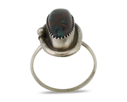 Navajo Ring 925 Silver Natural Turquoise Signed Henrietta Yesele C.80's