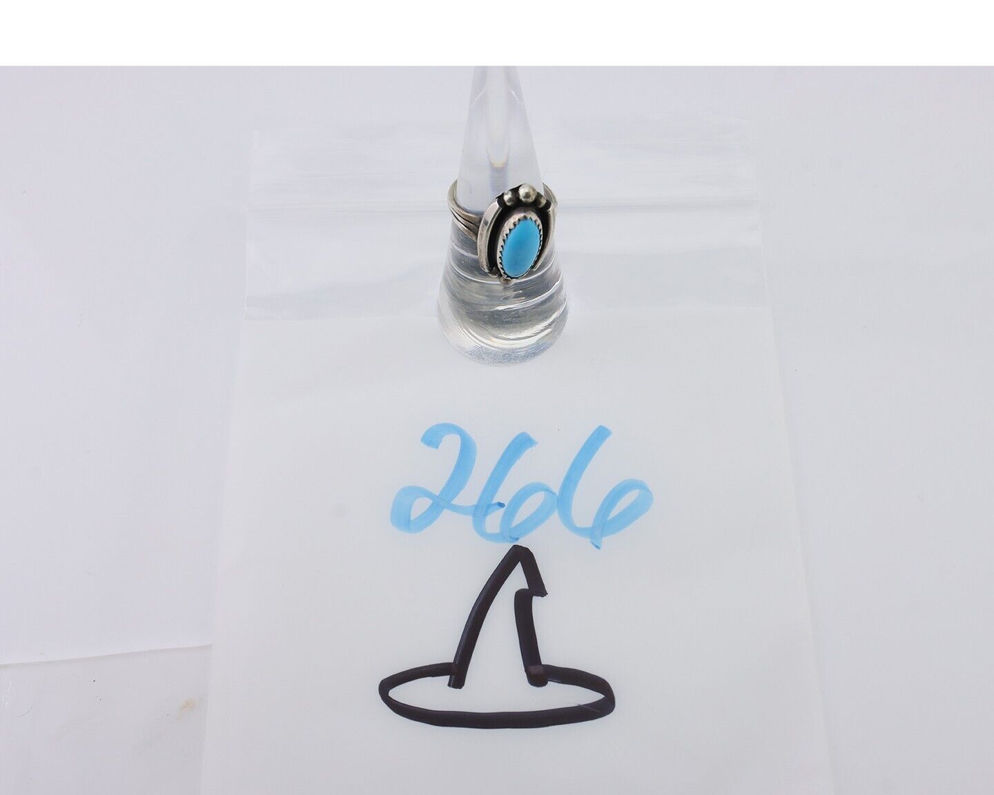 Navajo Ring 925 Silver Sleeping Beauty Turquoise Artist Signed SC C.80's