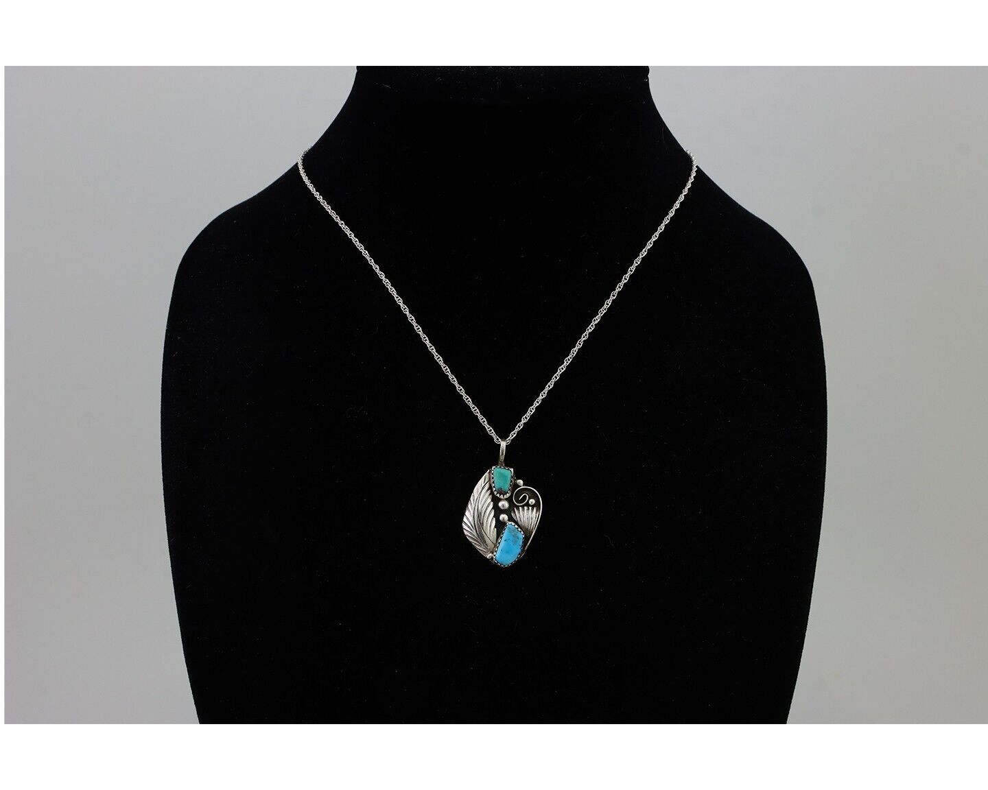 Navajo Turquoise Handmade Necklace 925 Silver Artist Signed PM C.80s