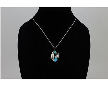 Navajo Turquoise Handmade Necklace 925 Silver Artist Signed PM C.80s