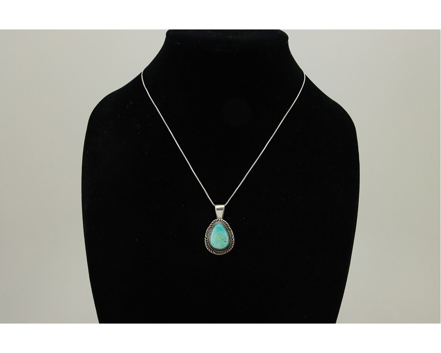 Navajo Necklace 925 Silver Natural Turquoise Artist Signed Mike Begay C.80's