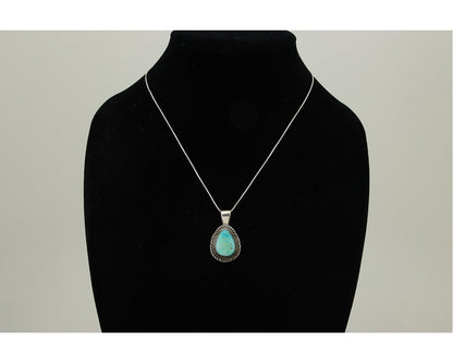 Navajo Necklace 925 Silver Natural Turquoise Artist Signed Mike Begay C.80's