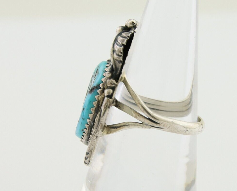 Navajo Ring 925 Silver Natural Blue Turquoise Native American Artist C.80's