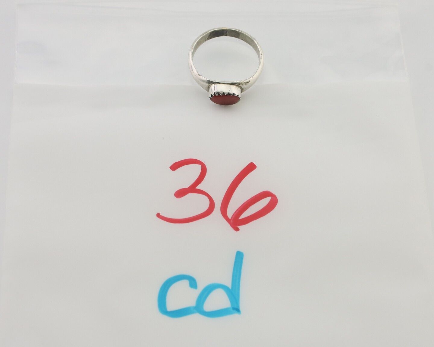 Navajo Handmade Ring 925 Silver Natural Mediterranean Coral Native Artist C.80's