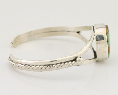 Navajo Cuff Bracelet 925 Silver Natural Blue Turquoise Artist Signed Gecko C.80s