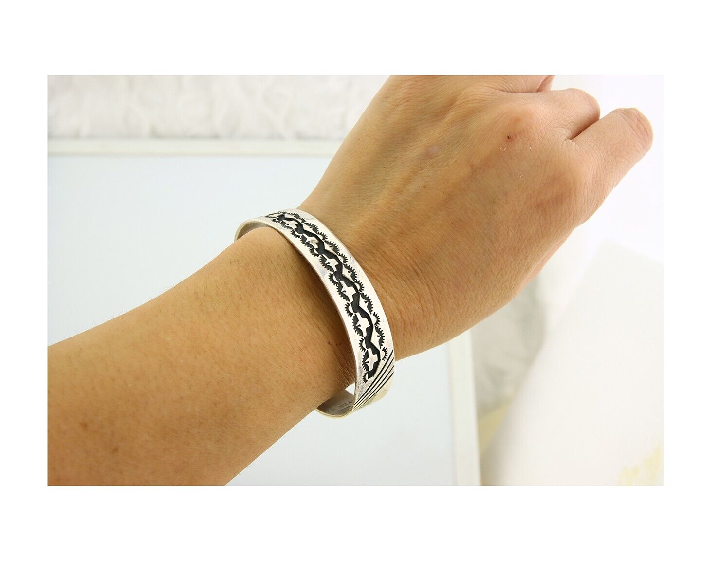 Navajo Bracelet 925 Silver Handmade Cuff Artist Signed Tom Billy C.80's