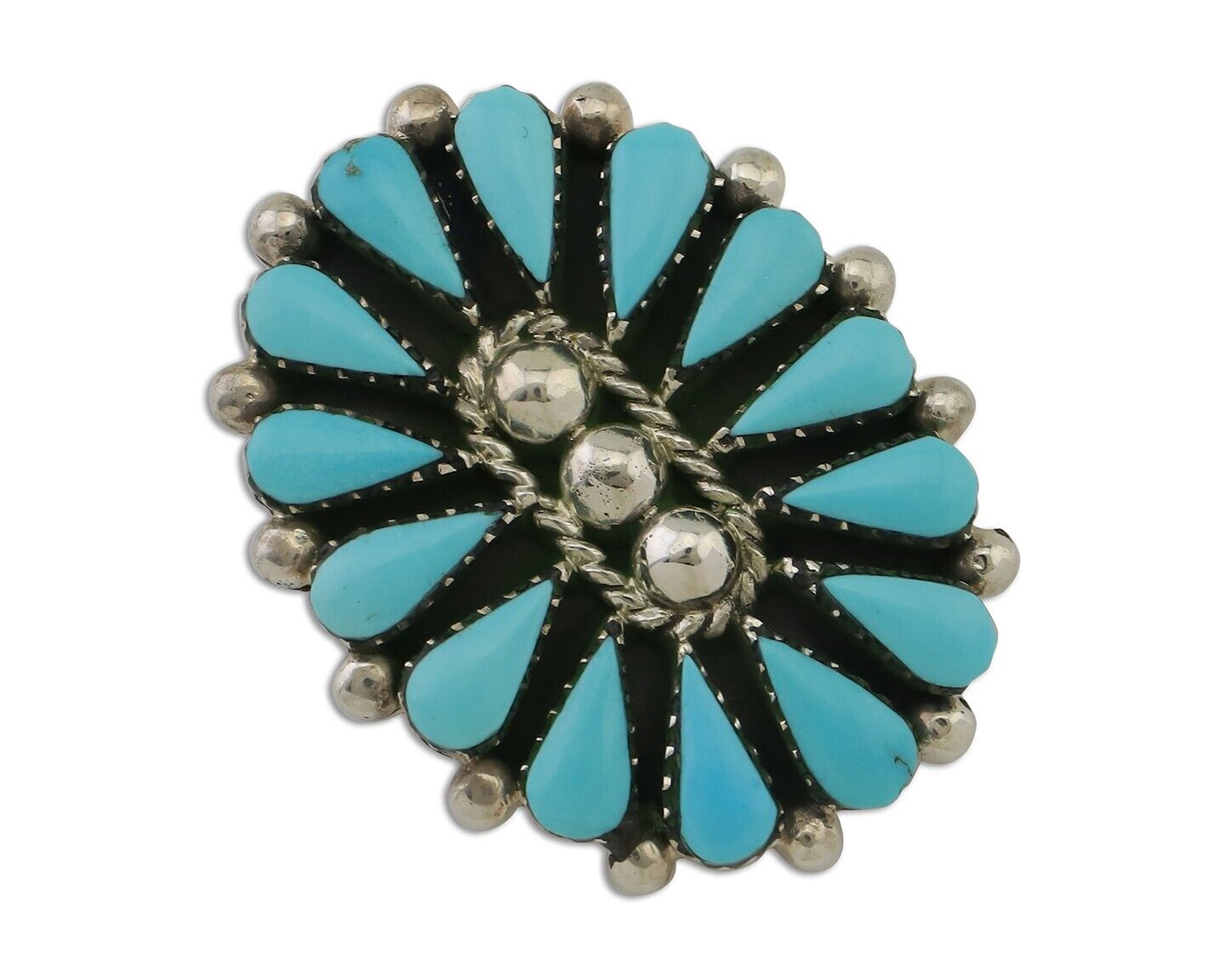 Navajo Pin Pendant 925 Silver Blue Turquoise Signed Benson Yazzie C.80's