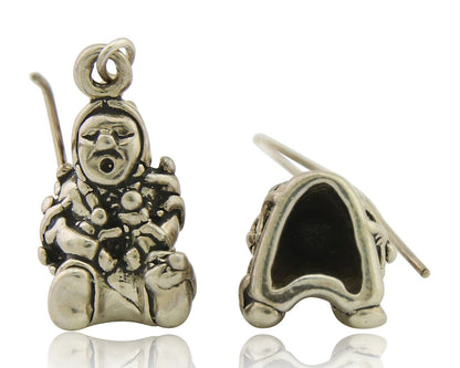 Navajo Earrings 925 Silver Dangle Indian with Kids Native American Artist C.80's