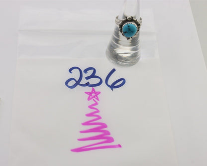 Navajo Ring 925 Silver Sleeping Beauty Turquoise Artist Signed SC C.80's
