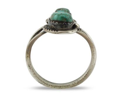 Navajo Ring 925 Silver Natural AAA Blue Turquoise Artist Signed Tom Willeto C80s