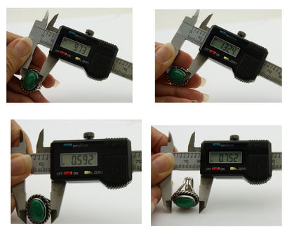 Navajo Ring 925 Silver Natural Malachite Native American Artist C.80's