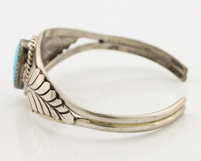 Navajo Handmade Bracelet 925 Silver Natural Blue Turquoise Artist Signed E C.80s