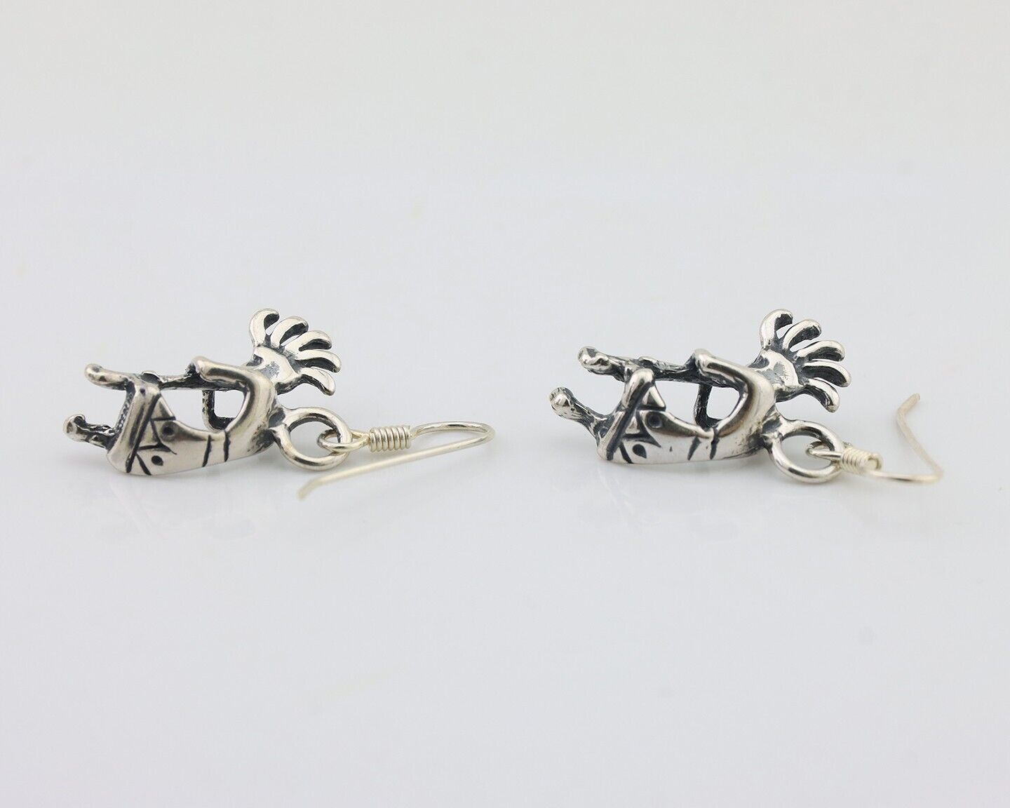 Navajo Kokopelli Dangle Earrings 925 Silver Native American Artist C.80's