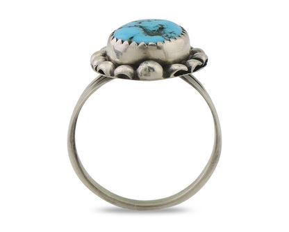 Navajo Ring 925 Silver Sleeping Beauty Turquoise Artist Signed SC C.80's