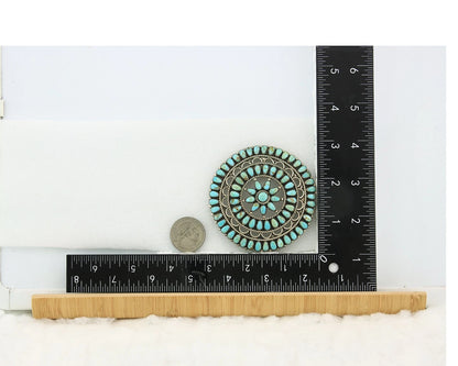 Navajo Handmade Pin Sterling Silver Turquoise Vintage Artist Signed LMB