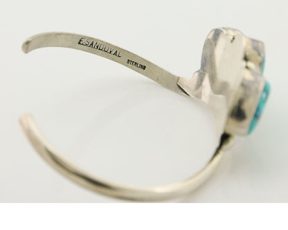 Navajo Bracelet 925 Silver Morenci Turquoise Artist Signed Frank Sandoval C.80's