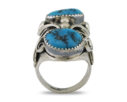 Navajo Ring 925 Silver Sleeping Beauty Turquoise Native Artist C.80's