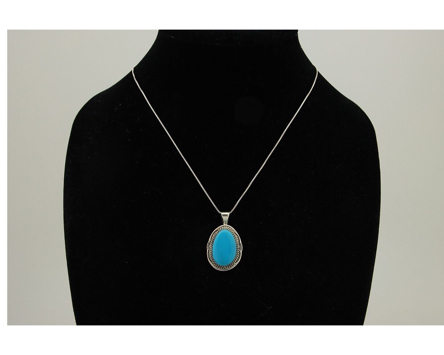 Navajo Necklace 925 Silver Natural Turquoise Artist Signed Mike Begay C.80's