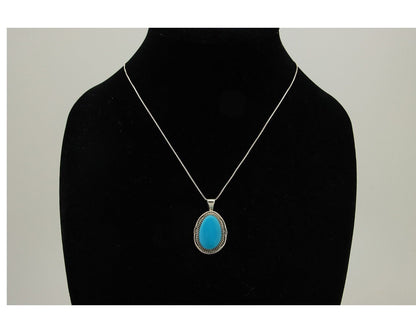 Navajo Necklace 925 Silver Natural Turquoise Artist Signed Mike Begay C.80's