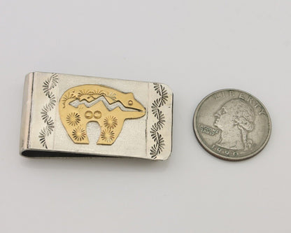 Navajo Money Clip .925 Silver Gold Plate & .999 Nickle Native Artist C.80's